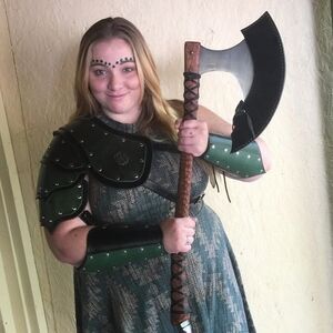 Leather Medieval Pauldron & Cuffs Armor LARP Renaissance Faire Cosplay Green